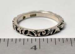 Relief Cut Thin Band Ring in Sterling Silver