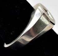 Men's Thick Band Ring with Cz Gemstone in Sterling Silver