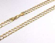 14kt diamond cut two tone curb link chain necklace