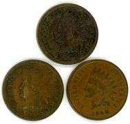 Three Higher Grade Circulated Indian Head Cents: 1901, 1905, 1908