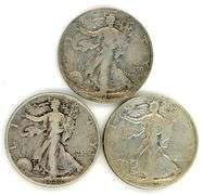 3 Different Walking Liberty Silver Half Dollars: 1939-1946-D