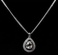 Aquamarine and CZ Gemstone Pendant Necklace in Sterling Silver