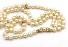 Gold bead and 8mm pearl endless necklace in yellow gold