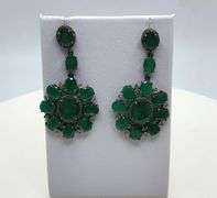 Handmade Elegant Earrings with 12.0ct Natural Colombian Emeralds & 1.5ct Diamond Accents