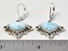 Lamare and Aquamarine Gemstone Dangle Earrings