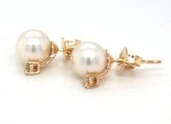 Blue Lagoon 7mm Akoya pearl and diamond stud earrings