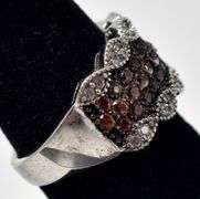 Orange and White Cz Ring in Sterling Silver