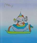 Rare Peter Max Original Mixed Media with Watercolor 'The Guru', c. 1989
