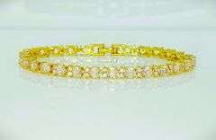 18 Kt Yellow Gold Plated 7.25 Ctw Lab Simulated Diamond Tennis Bracelet