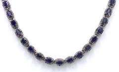 Darling 17.07CTW Oval Emerald-Cut Blue Sapphire & 5.00CTW Diamond Tennis Necklace in 14K White Gold 