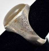 Stunning 14K White Gold Agate Gemstone Signet Men's Ring