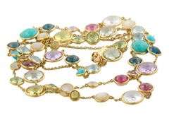 Ippolita Lollipop Lollitini Multi-Color Gemstone Bezel Set Station Necklace in 18K