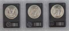 Brilliant Uncirculated 1921, 1922, & 1923 Silver Dollars in holders