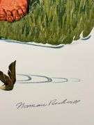 Rare Norman Rockwell Lithograph Signed Catching The Big One, 1976