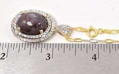 Darling Huge 18.35CTS Oval Cabochon-Cut Star Ruby & 1.75CTW Sapphire Gemstone Pendant Necklace in 14