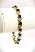 Beautiful 18 Kt Gold Plate 4 Piece Lab Simulated Midnight Blue Sapphire Set