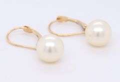 14kt Yellow Gold 8.5mm Pearl Drop Huggies Earrings