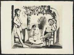 Rare Pablo Picasso Hand Signed Aquatint Bacchanale, 1955