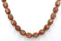 Enchanting 20.50CTW Oval Cabochon-Cut Sunstone Gemstone & 3.60CTW Diamond Tennis Necklace in 14K Yel