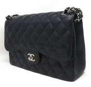 Chanel large black double flap Caviar bag
