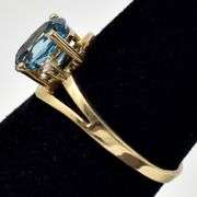 Wonderful 4K Yellow Gold Blue Topaz and Diamond Ring