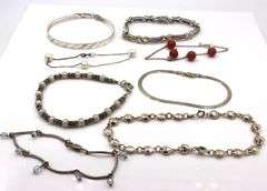 Group lot of 8 vintage 925 sterling silver bracelets