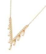 New 1.00ctw Round and Baguette Diamond V Bar Dangle Pendant Necklace in 14K