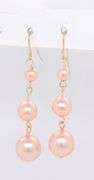14kt Yellow gold Graduted pink pearl dangle earrings