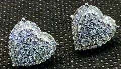 14K White Gold Round Brilliant Cut Diamond Cluster Earring