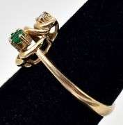 Lovely 14K Yellow Gold Emerald and Diamond Ring