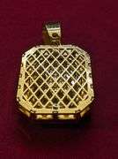 14 K Gold Plated Huge 62.5 Ct Simulated Emerald Diamond Pendant