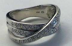 14K White Gold Round Brilliant Cut Diamond Ring
