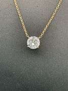 BRAND NEW 14K WHITE GOLD DIAMOND SOLITAIRE CHAIN AND PENDNANT