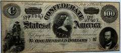 Rich Inked Unc $100 1864 Series Confederate Note