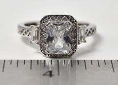 Cz Band Ring with Accents in Sterling Silver