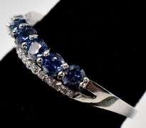 Blue and White CZ Gemstone Ring in Sterling Silver