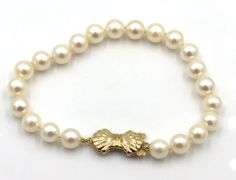 Blue Lagoon 7x6.5mm pearl bracelet in 14kt yellow gold