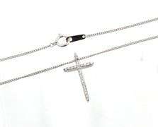 18kt White gold diamond cross pendant on chain
