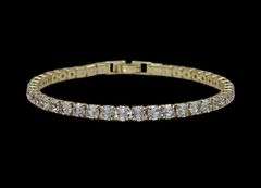 14 Kt Yellow  Gold Plated 5.75 Ctw Lab Simulated Diamond Tennis Bracelet