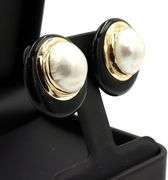 14kt Yellow gold Mabe pearl and black onyx earrings