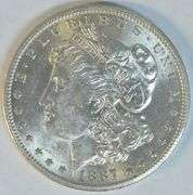 Blazing-white BU 1887-S Morgan Silver Dollar. Better date