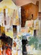 Abstracted Mediterranean Village Painting