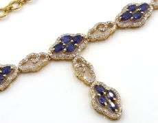 Splendid Brand New European 12.00CTW Oval Faceted Blue Sapphires & 5.00CTW Diamond necklace in 14K Y