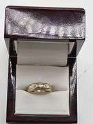 14k yellow & White gold diamond band, size 7.5 -3.6 gr