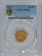 Scarce Choice BU 1913 US $2.50 Indian Gold Piece. PCGS MS62