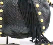 Gucci Leather Python Suede Fringe Babouska Tote W/Strap