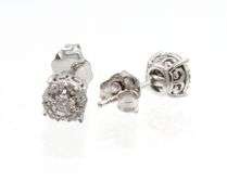 14kt White gold small diamond cluster earrings
