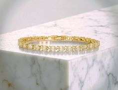 18 Kt Yellow Gold Plated 7.25 Ctw Lab Simulated Diamond Tennis Bracelet