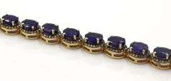 Fabulous 19.30CTW Oval Shaped Faceted Blue Sapphire & 1.40CTW Diamond Tennis Bracelet in 14K Yellow 