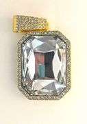 14k Gold Plated Simulated Aquamarine Diamond Pendant